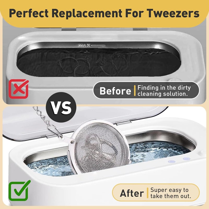 Iffitya Ultrasonic Cleaner Basket, Stainless Steel Basket for Ultrasonic Jewelry Cleaner, Jewelry Steam Cleaner Basket Small Parts Washing Basket for Jewelry, Watch Parts - Image 3